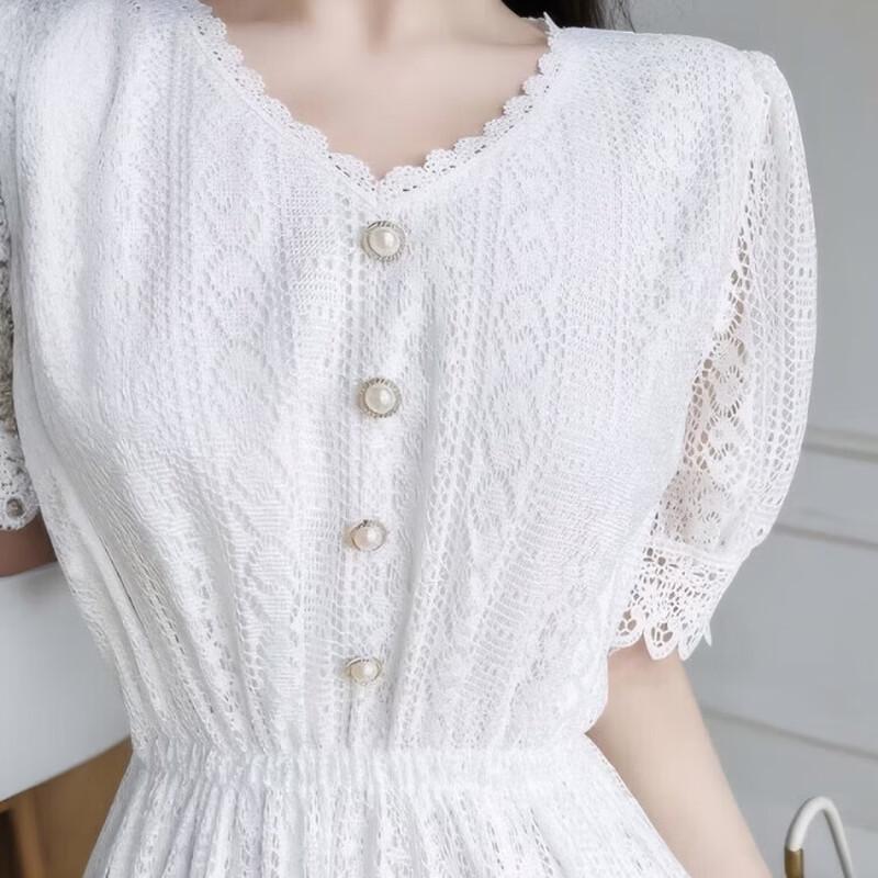 La Chapelle French Style Short Sleeve Lace Dress