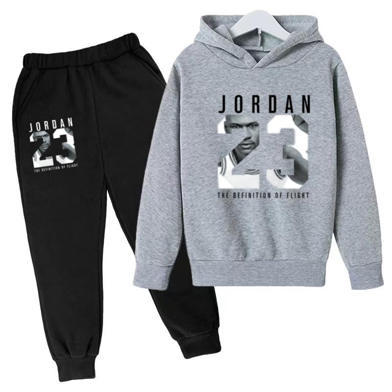 2026 Kids New Autumn Winter Casual Long Sleeve Pullover 2pcs Hoodie+Pants Tracksuit 3-12Yrs Girl Boy Basketball Coat Clothes Set