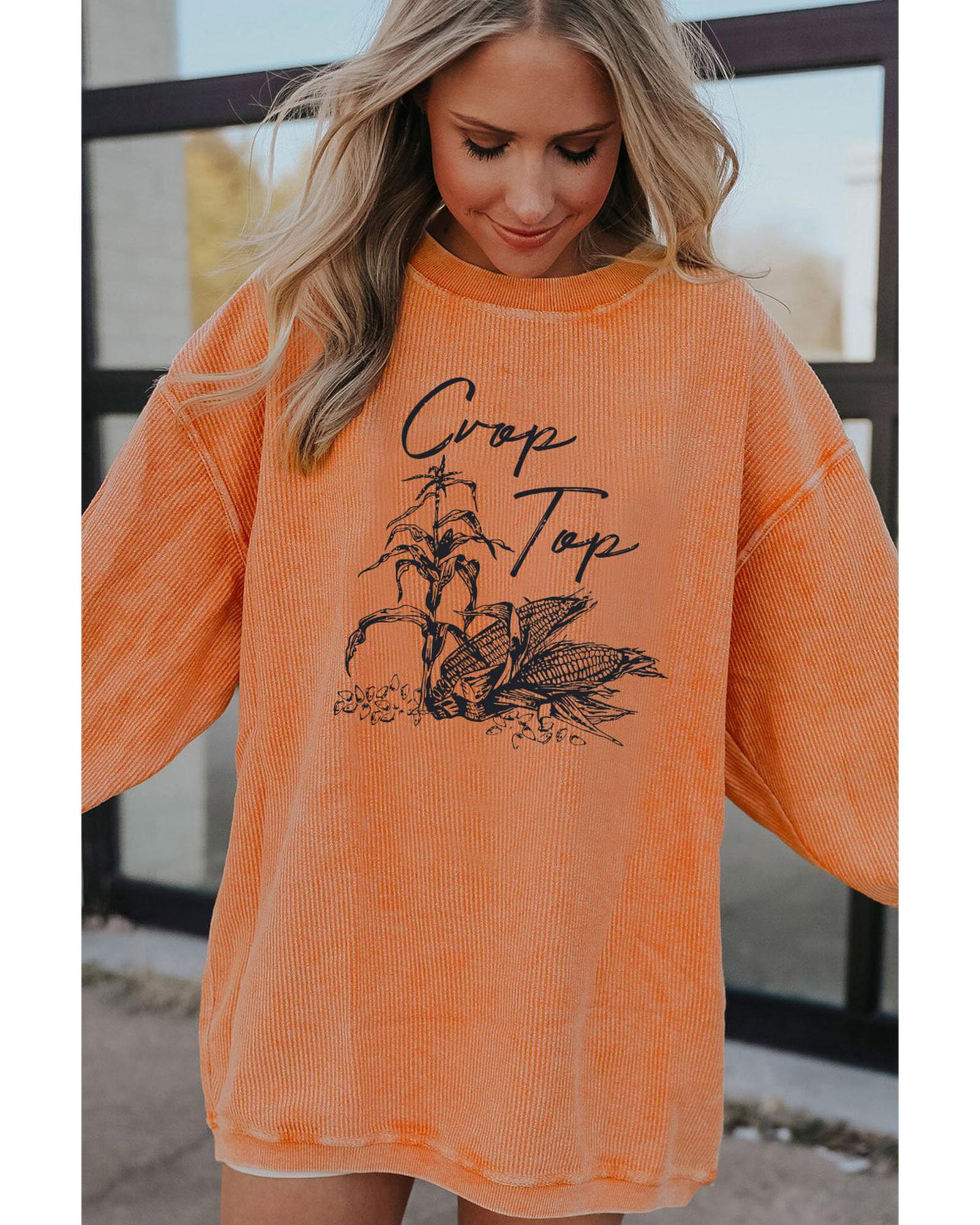

Azura Exchange Corn Graphic Orange Crop Top Sweatshirt L помаранчевий
