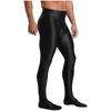 Mens Glossy Stretchy High Waist Fake Two Piece Tights Pants Leggings Yoga Wear