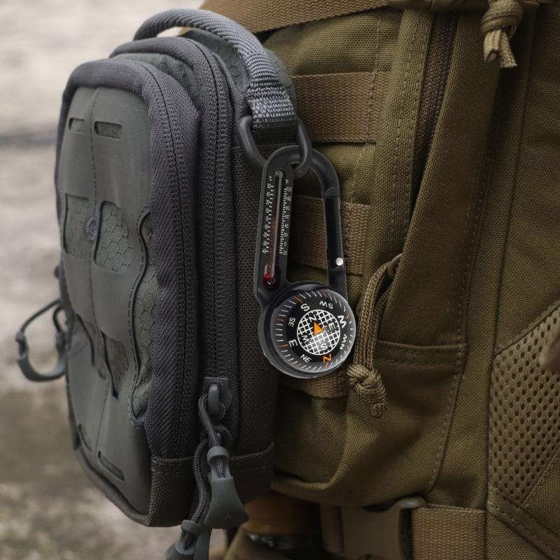 Camp Carabiner Compass and Thermometer Outdoor Navigation Tool Keychains for Outdoor Hiking Camping Survival Tool