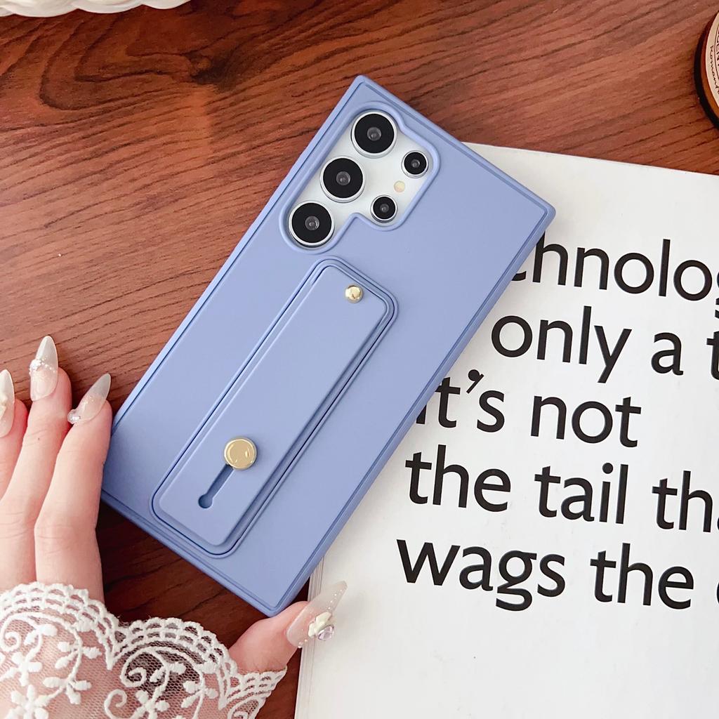 Suitable for Samsung S25ultra Mobile Phone Case S24 Bracket Mobile Phone Case S23 Wristband S22 Simple Silicone Men and Women