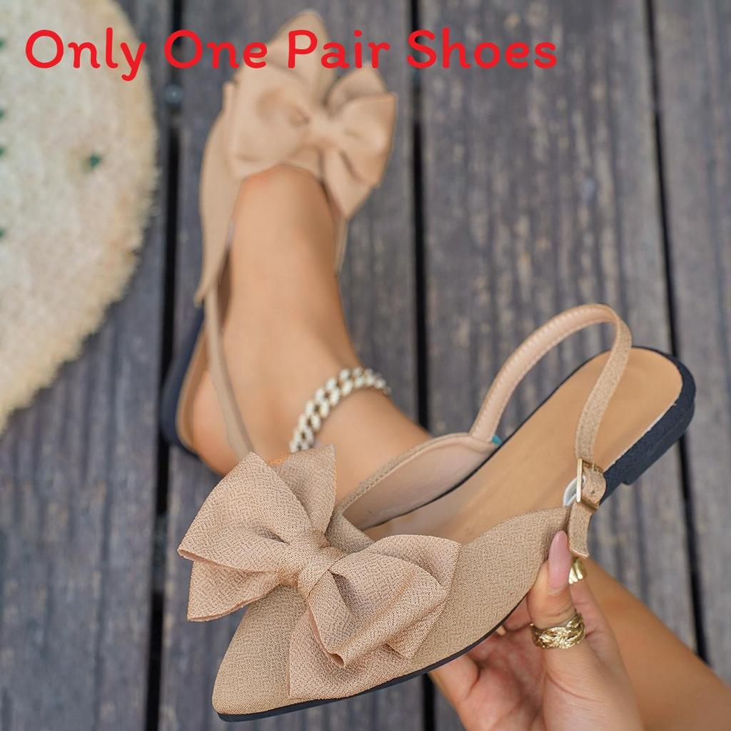 Elegant Low Back Open Toe Flats With Bow Accents For Adults Summer Footwear
