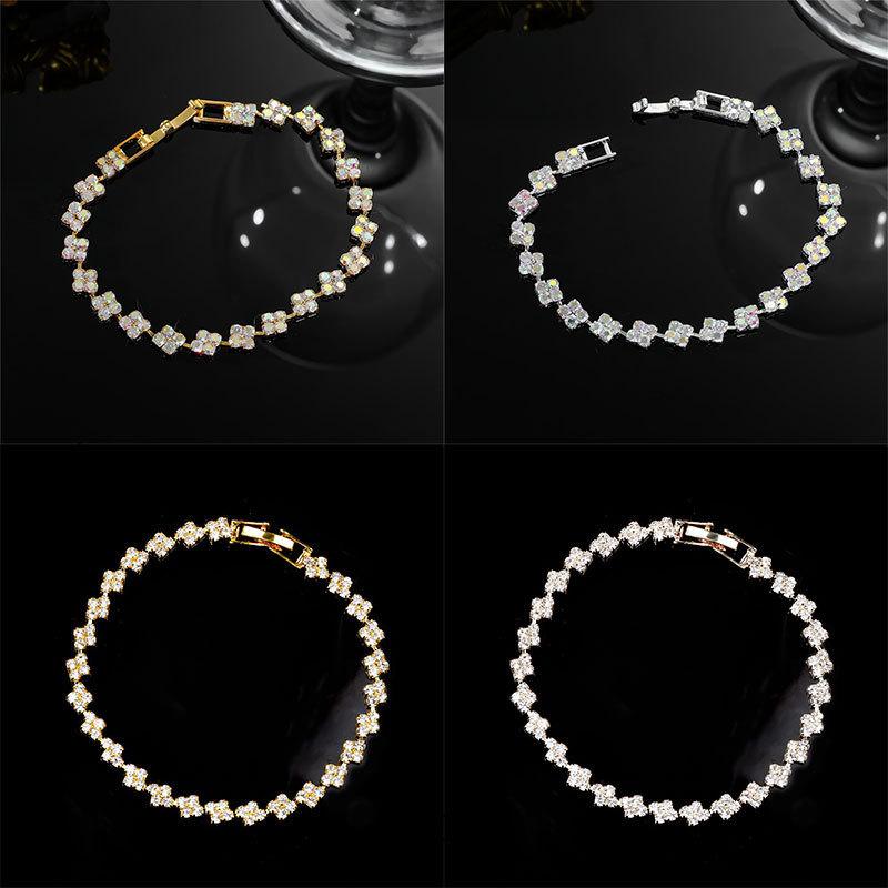 Premium Super Flash Full Diamond Bracelet Women'S Light Luxury Geometric Small Square Bracelet Sweet Simple Bracelet