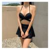 Heißwasserquellen-Urlaubsset 3-teiliger Push-Up-Bikini für kleine Oberweite Kompletter Badeanzug Sommer Weißes Weste Crop Tops Bandage Bikini-Anzüge
