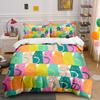 Colorful Cat Pattern Decorative Set Soft Skin-Friendly Bedding Set Includes 1 Duvet Cover And 2 Pillowcase, Gift