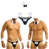 Traje de cosplay de garçom travesso masculino, roupa íntima com gola de gravata borboleta e pulseiras, conjunto de roupas