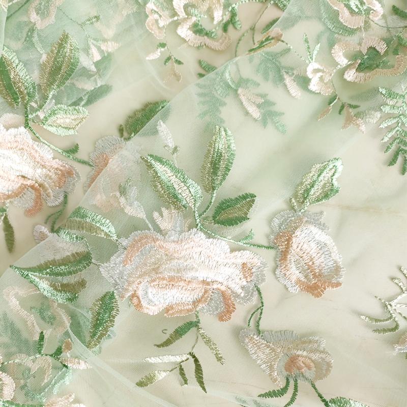 Λεπτή Δαντέλα Κεντημένη με Λουλούδια Διχτυωτό Ύφασμα Μαλακή Γάζα Λουλούδια Τριαντάφυλλο Τούλι Δαντέλα Ύφασμα Για DIY Ραφή Ρούχων Νυφικό