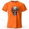 Flaming Skull Biker Fashion Printed Men's T-Shirt 100% Cotton Oversized Tattoo Art Graphic Tees for Women Tops Tees Streetwear
