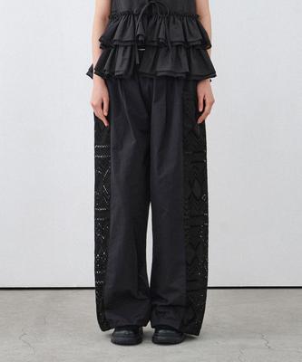 HELEMENT Women'S Eyelet Wide Pants (Black)