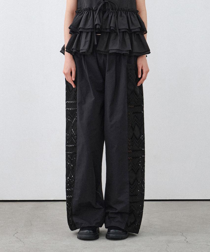 HELEMENT Women'S Eyelet Wide Pants (Black)