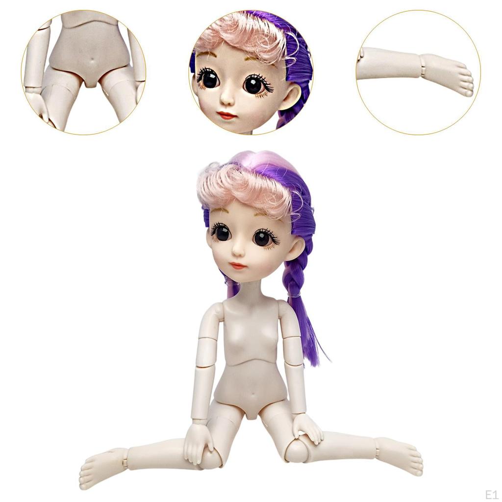 1/6 BJD Doll 3D Eyes Girls Gifts Cute Dress Up Smooth Hair Pretend Play Toy