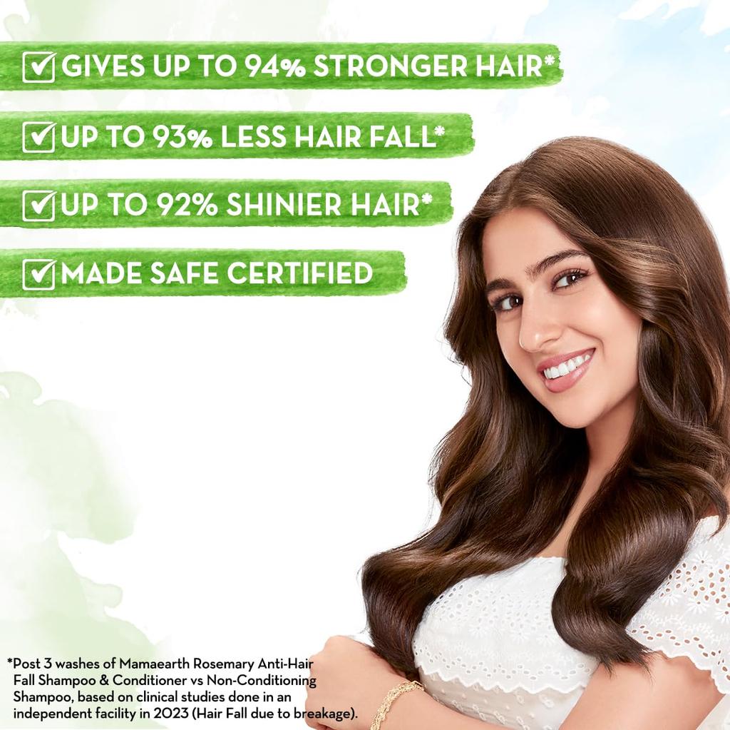 Mamaearth Rosemary Anti Hair Fall Shampoo 600ml – 94% Stronger Hair, 93% Less Breakage, Sulphate Free for Men & Women