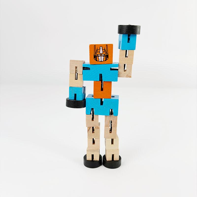Best-Selling Wooden Transformer Cube Robot: Educational Building Blocks Toy for Kids