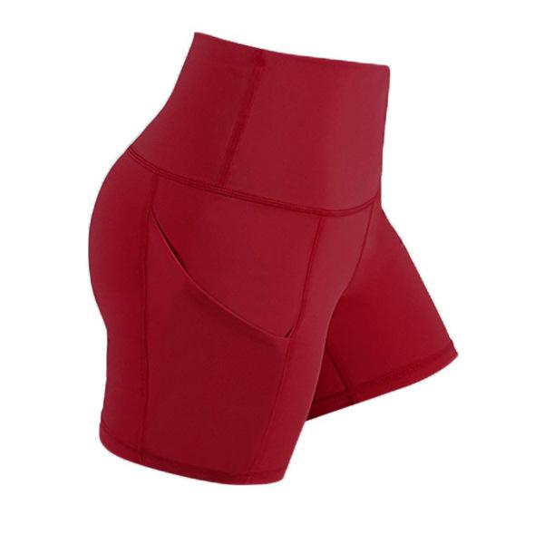High Waisted Yoga Running Compression Shorts With Side Pockets