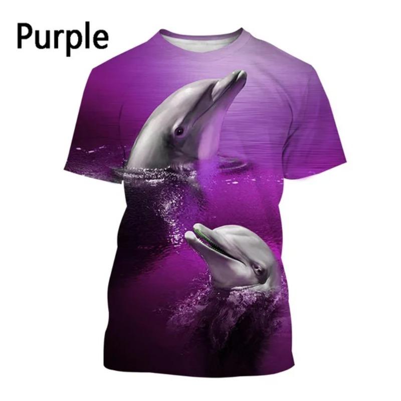 

Новая мужская женская повседневная футболка с коротким рукавом и принтом дельфина в стиле Харадзюку с 3D-принтом XXL синий