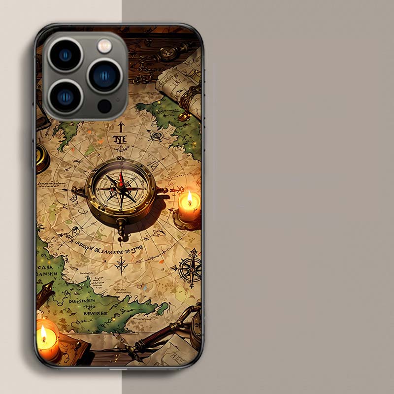 

Чехол для телефона с компасом, картой и путешествием для iPhone 17 Air 15 Pro 14 Plus 16 Pro Max 12 13 Mini 11 16E X XS Чехол Милый Fundas iPhone 13 Pro