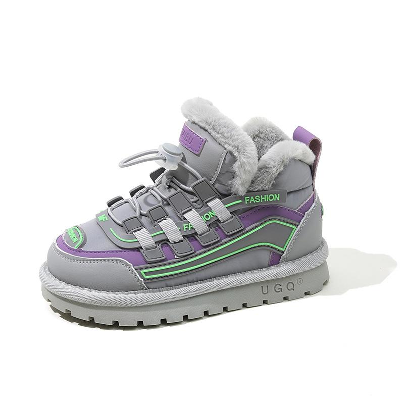 Dziecięce Zimowe Wodoodporne Buty Śniegowe Dziewczęce Do Wędrówek na Świeżym Powietrzu Zimowe Pluszowe Bawełniane Buty Dziecięce Dziewczęce Buty Zimowe Ocieplane Zintegrowanym Futrem