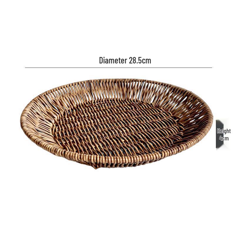Creative Round Handwoven Rattan-Style Basket for Snacks & Dried Fruit