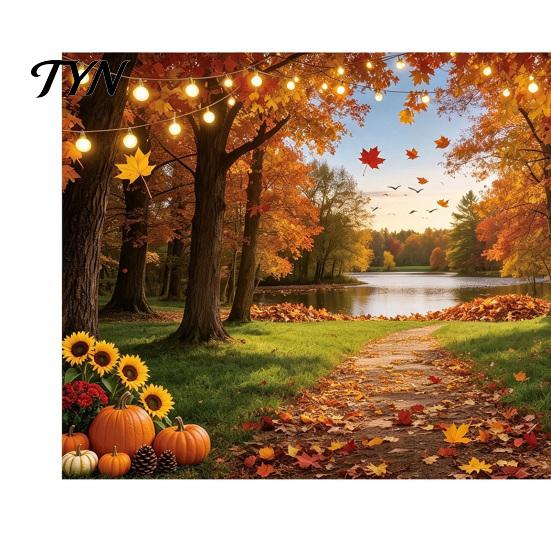Pumpkin Scarecrow Wall Decor 70 x 45 Inch Fall Backdrop, Autumn Harvest Gnome Family Gathering Celebration Photography Background, Thanksgiving Banner
