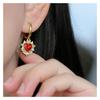 Vintage Red Gemstone Heart Dangle Earrings Gold Plated Baroque Style Pearl Crystal Earrings For Women French Jewelry