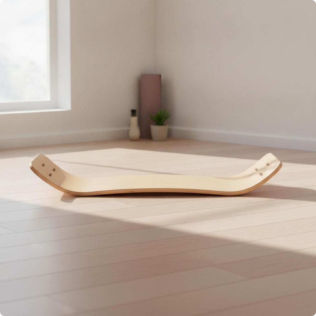 Wooden Balance Board Natural Curved Robust for Pilates Training