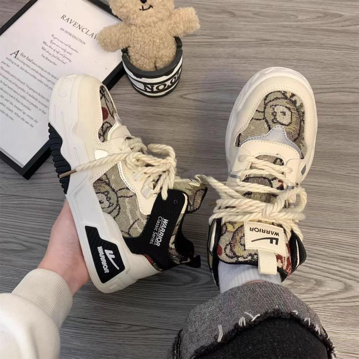 Warrior Удобная женская обувь с рисунком медведя из мультфильма. Высокие туфли — фото 13