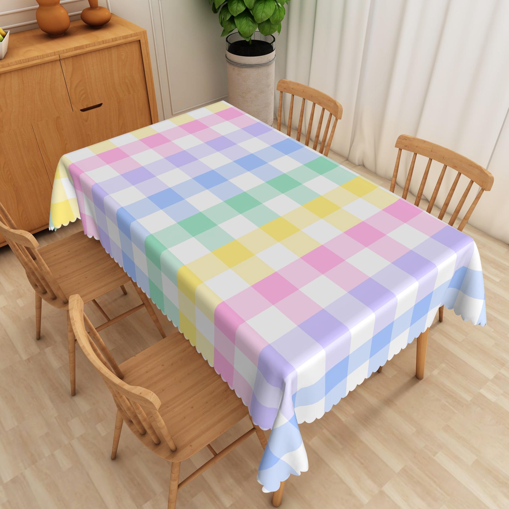 Nappe à Carreaux Rouge et Vert Motif Multicolore Tissu Imperméable Nappes Maison Cuisine Fête Anniversaire Décoration de Table 152x214cm