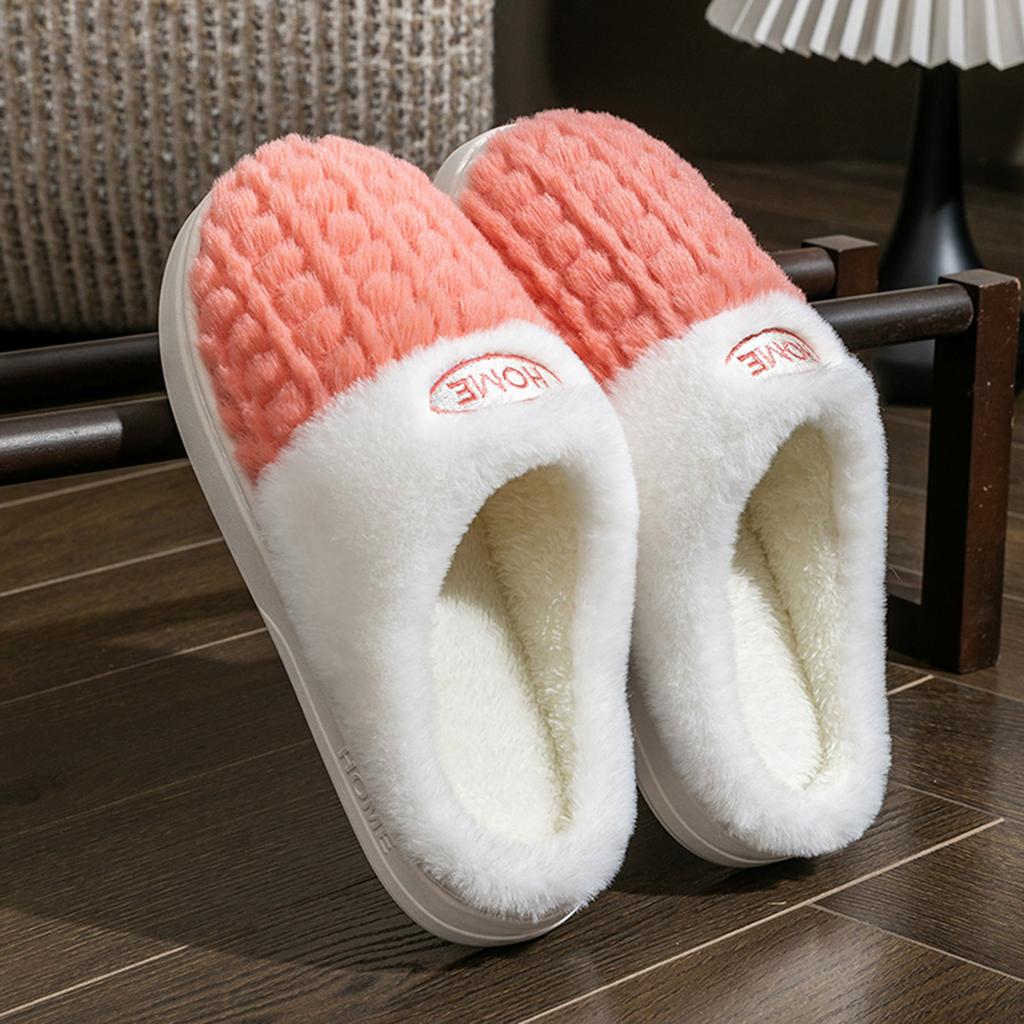 Women's Casual Versatile Plush Slippers Warm Thick Sole Wear Warm Cotton Slippers Womens Slippers with Bow