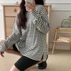 New Arrivals Open Run Women Round Neck Side SliT Long STriped T shirT