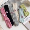Knitted Middle Tube Socks Retro Pink Label Solid Color Spring Autumn Winter Warm Socks Home Mid-tube Cotton Thick Thread Needles