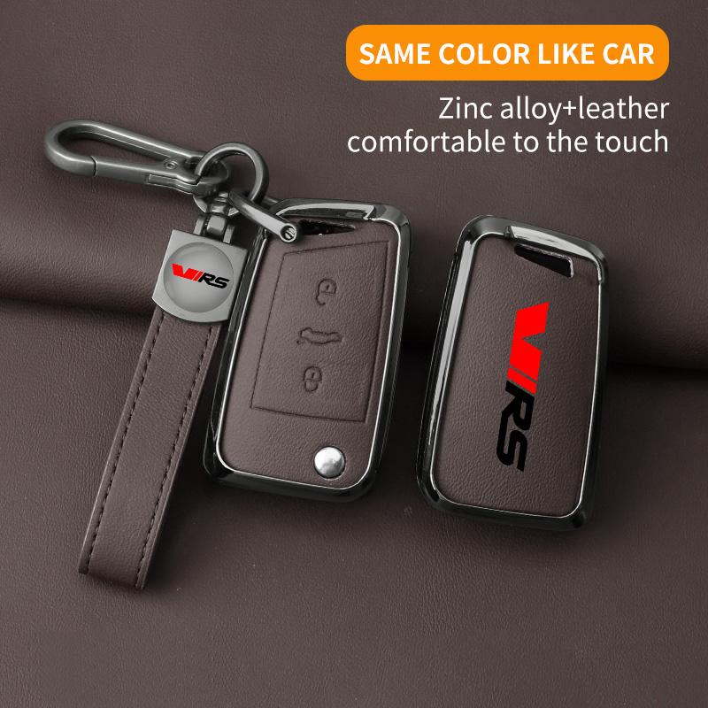 EBL2 Suitable for Skoda VIRS Kamiq Karoq Roomster Superb Kodiaq Octavia Fabia Rapid Citigo Car Key Case Alloy Leather Car Key Buckle