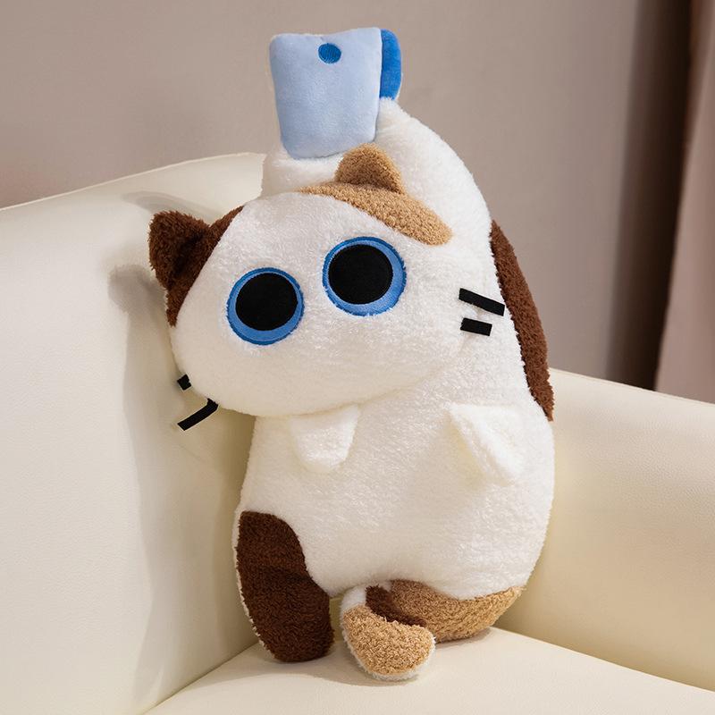 Creative Cute Sun Cat Throw Pillow Plush Toy Doll Three Flower Cat Doll Girl Accompany Soothing Doll