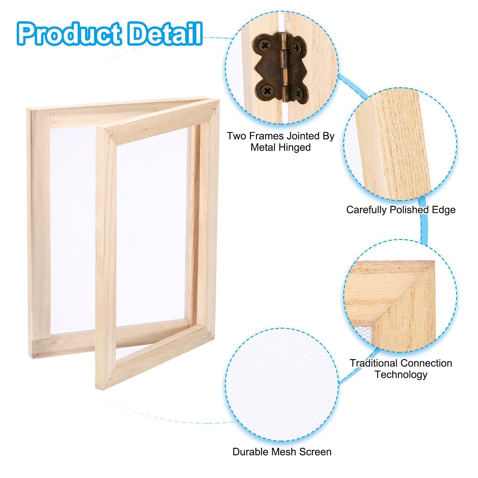 Wooden Paper Making Screen 2 in 1 Paper Making Mould Deckle Papermaking Supplies Frame for Paper Making DIY Crafts Wood Color