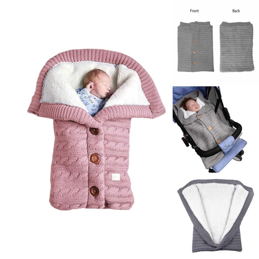 Hochwertiger Baby-Schlafsack mit Lammwolle, Säuglings-Swaddle, Kinderwagen-Wrap, Gestrickte Decke
