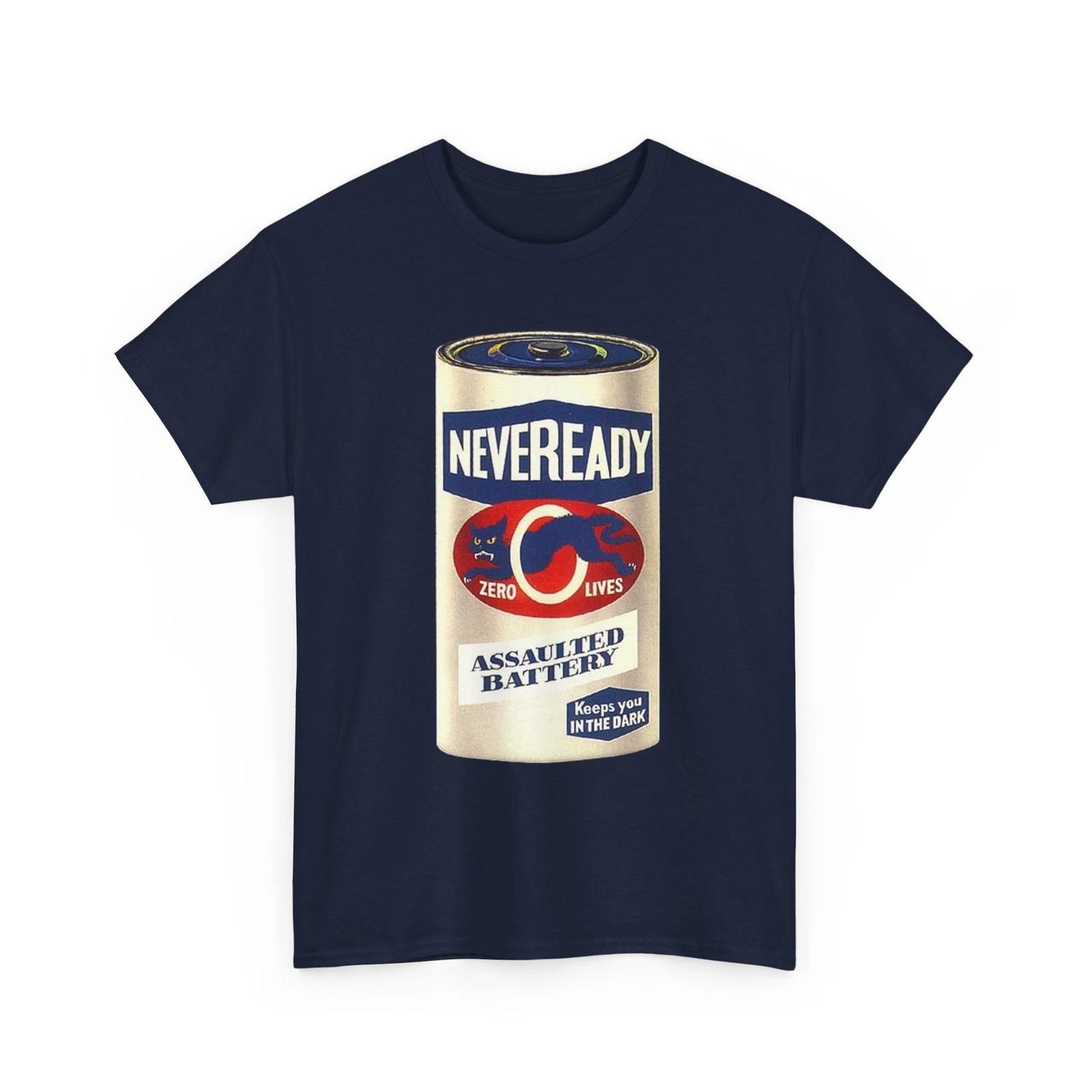 Wacky Packages Neveready Battery Printed T shirt Funny Eveready Parody 2XL