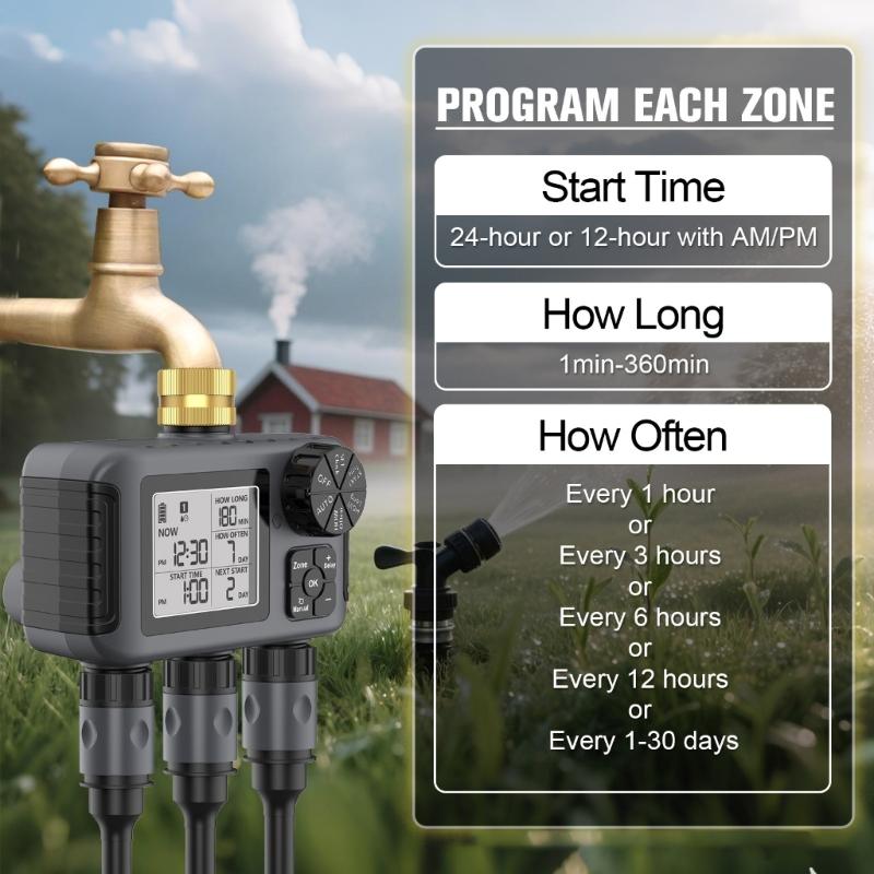 Programmable Double Channel Watering Timer For Gardens Adjustable Schedule High Visibility Screen Durable ABS Construction Irrigation Controller