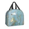 Pink Grey Gold Geometric Abstract Pattern Insulated Lunch Bag for Women Geometry Portable Thermal Cooler Food Lunch Box for Work