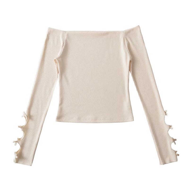 Pure Desire One-Shoulder Bow Cuff Long-Sleeve Women s Top Medium абрикосовый