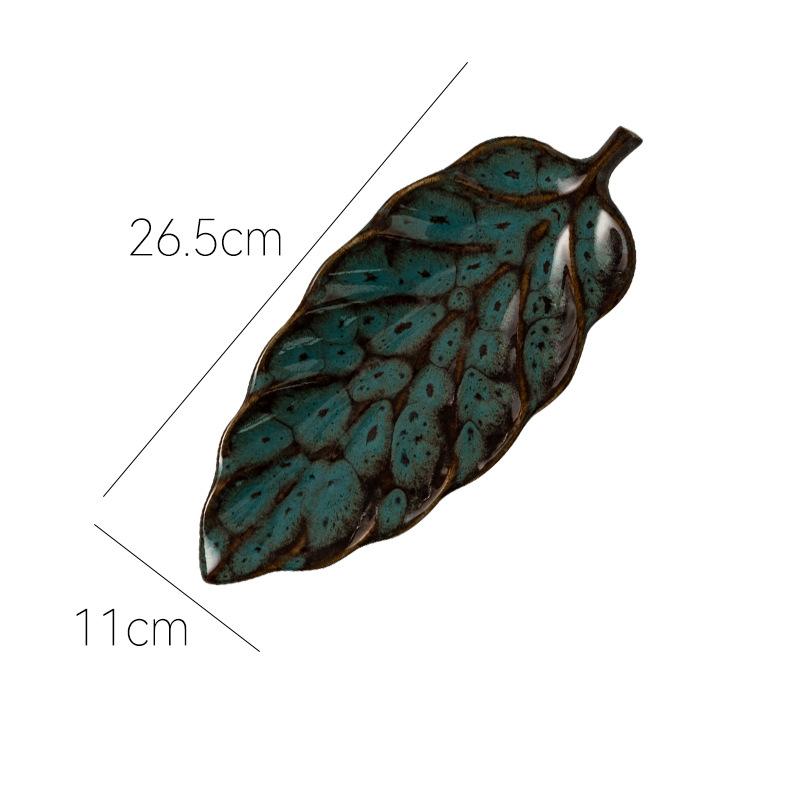 Ceramic Japanese leaf plate Home cooking Dim sum Snack plate Dining room Small crowd characteristic Yaobian dumpling plate