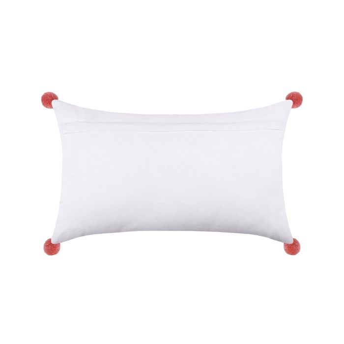 Coussin pompons 30 x 50 cm Zoeline le chat rose