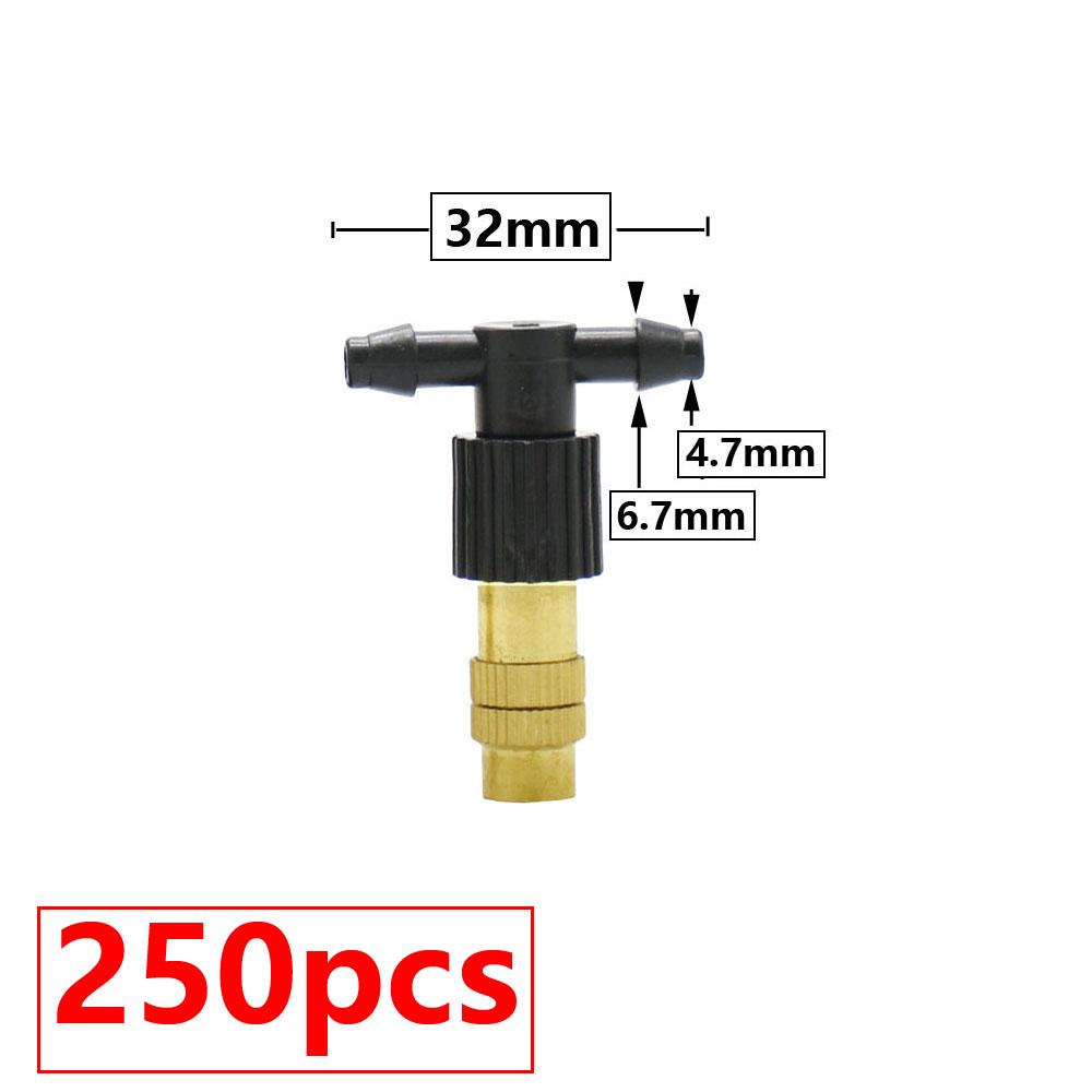 50pcs Adjustable Brass Misting Nozzle Copper Cooling Sprinkler 4/7mm Plastic Tee Barb Thread Connector For Garden Irrigation