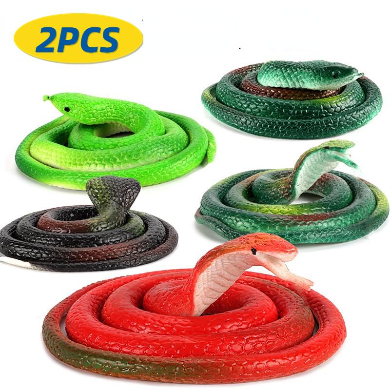

2PCS Simulated Snake Prank Trick Toys Halloween Practical Joke Gadget Props Decoration Fun Scary Tricky Toy Soft Rubber Gift