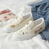 Jiaben Summer Graffiti One-pedal Canvas Shoes Women's Little White Shoes Versatile Women's Board Shoes