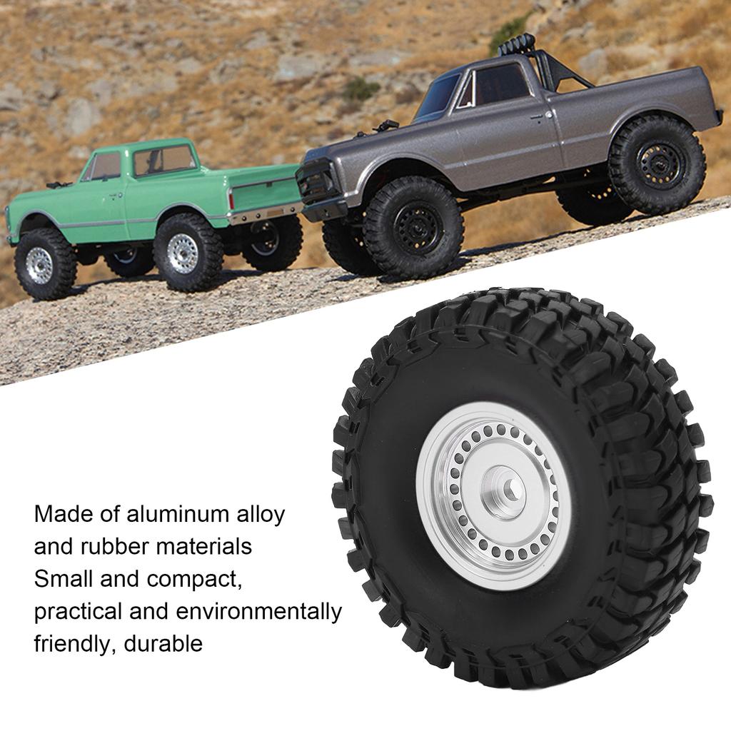 4pcs 55mm Front Rr Rubber Tires and 24 Hole Wheel Rims Set for AL SCX24 1/24 RC Car