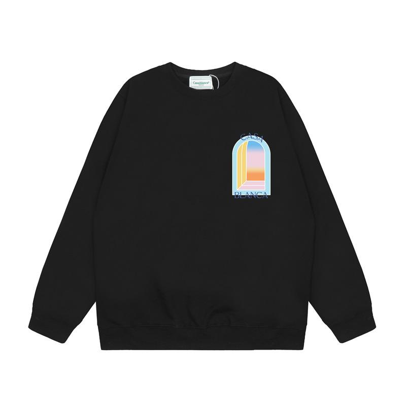 Casa spring and summer fantasy door starry sky castle casa letter long sleeve crew neck sweater couple T-shirt men and women couples