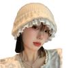Lace Lace Knitted Hat Female Warm Sweet Versatile Face Small Wool Bucket Hat