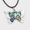1Pc Natural Shell Necklace Pendant Butterfly-shaped Shape Charms with Leather Strap Chain Necklaces for Women Jewelry Gifts 53x35 Mm