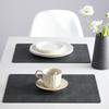 Cloth Pattern Double-sided Dual-purpose Oil Edge Leather Placemat, High-grade Waterproof and Oil-proof Dining Table Mat, Heat Insulation Mat,