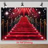 Dwuwymiarowy VIP Event Czerwony Dywan Gobelin Glamour Schody z Linami i Słupkami Sztuka na Ścianę